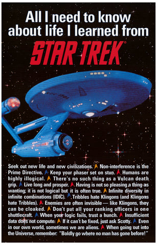 Star Trek All I Need to Know About Life Poster 11x17