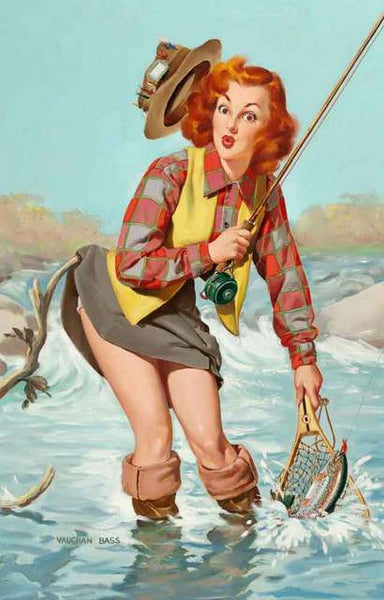 Pin-up Girl Fly Fishing Poster 11x17