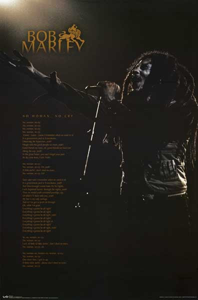 Bob Marley Poster No Woman No Cry Background Lyrics Very 