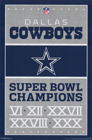 Dallas Cowboys NFL Super Bowl Poster