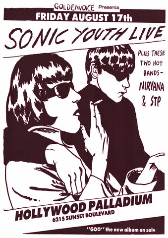 Sonic Youth Nirvana Hollywood Palladium Poster