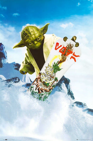 Star Wars: Yoda Snowboarding Poster 
