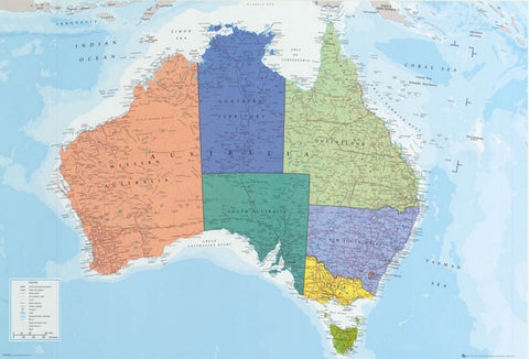 Map of Australia and Tasmania Poster