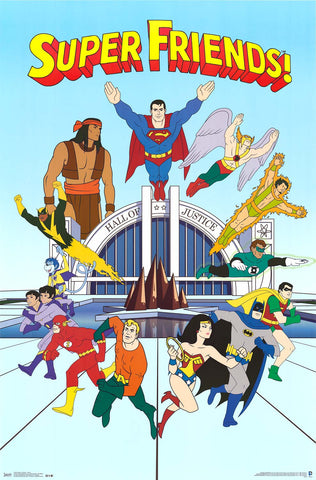 Super Friends Superhero Cartoon Poster 22x34