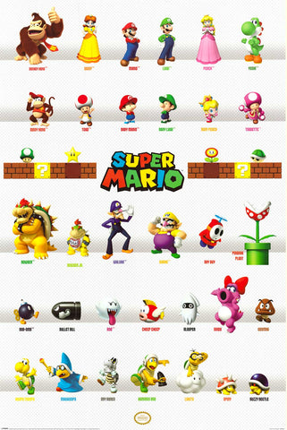 Super Mario Video Game Characters Poster