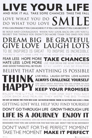 Live Your Life Inspirational Quotes Poster