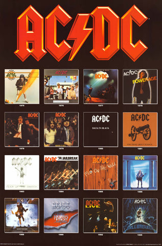 AC/DC Album Covers 1975-1995 Poster