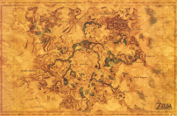 Japanese > English] A map of Hyrule from Zelda: Breath of the Wild