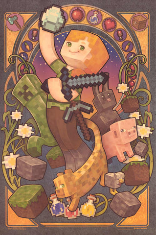 Poster: Minecraft - Alex Art Nouveau Video Game (Size 24"x36")