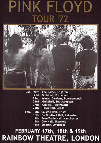 Pink Floyd Tour '72 Poster 22x31