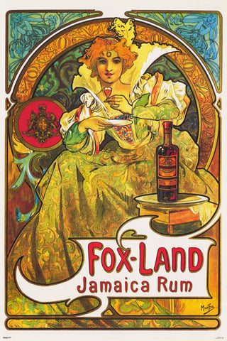 Alphonse Mucha Fox Land Jamaican Rum Poster