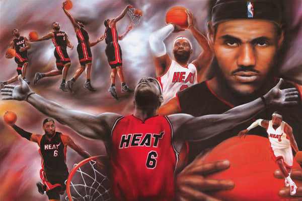LeBron James #6 Miami Heat Basketball Poster 24x36 – BananaRoad
