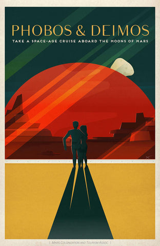 SpaceX Mars - Phobos & Deimos 11x17 Travel Poster