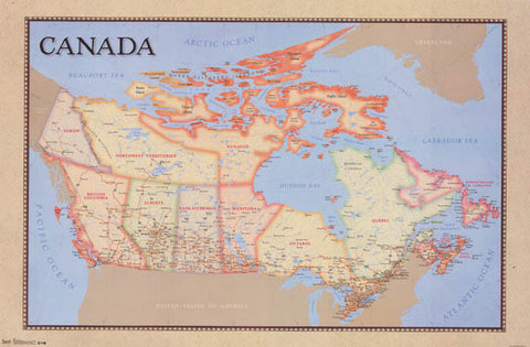 Political Map of Canada Poster