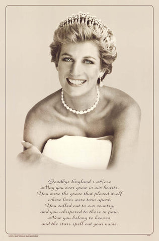 Princess Diana England's Rose Tribute Poster 23x35