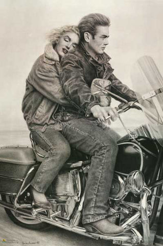 James Dean Marilyn Monroe Motorcycle Poster