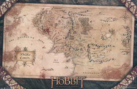 The Hobbit Map of Middle Earth Poster