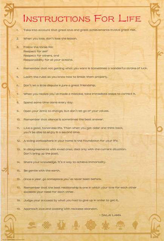 Dalai Lama Instructions for Life Poster
