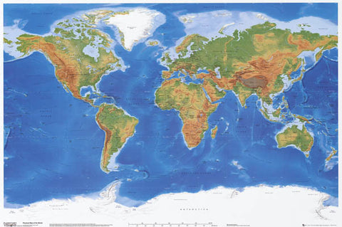 Physical Geography World Map Poster