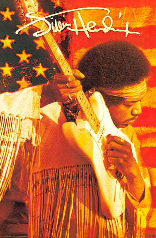 Poster: Jimi Hendrix - Flag Background