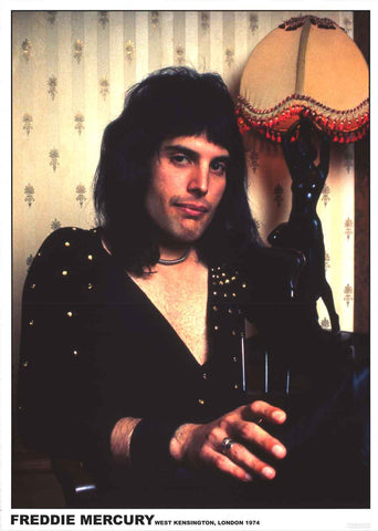 Queen Freddie Mercury Kensington 1974 Poster