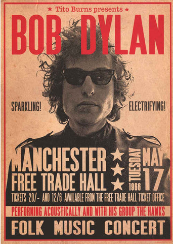 Bob Dylan Manchester Free Trade Hall Concert Poster