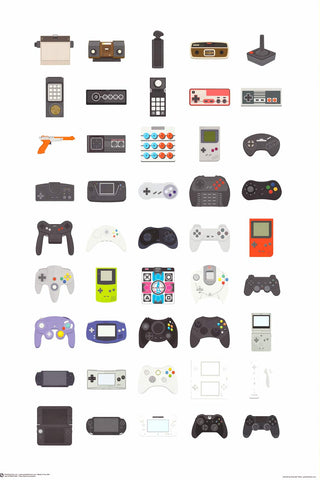 Poster: Video Game Controllers (24"x36")