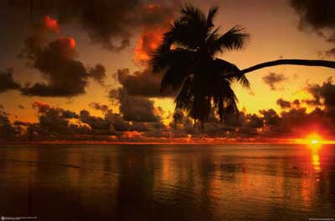 Aitutaki Lagoon Beach Sunset Poster