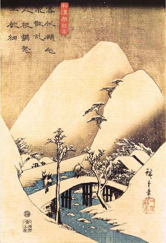 Hiroshige Bridge in A Snowy Landscape Poster