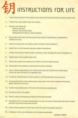 Dalai Lama Instructions for Life Poster 24x36
