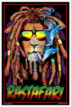 Rastafari Rasta Lion Black Light Poster