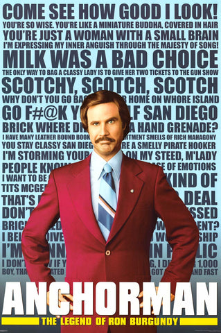 Anchorman Ron Burgundy Quotes Poster 24x36