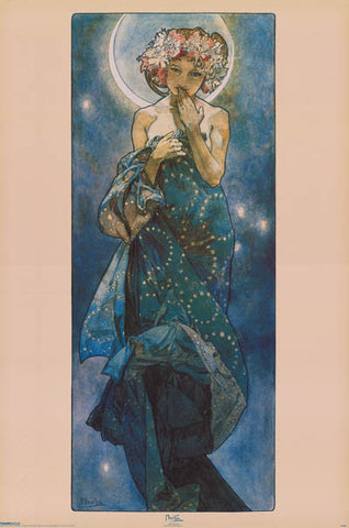 Alphonse Mucha Luna Moon Goddess Poster