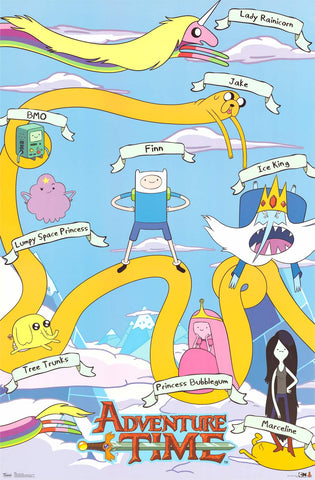 Adventure Time Cartoon Cast Art Poster 22x34