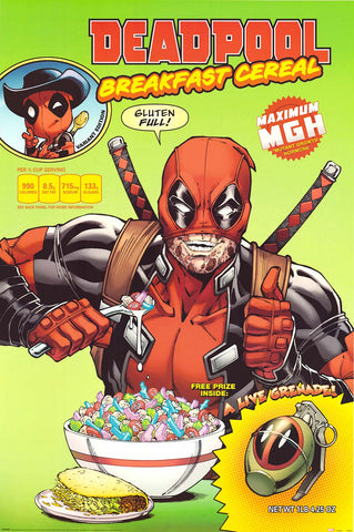 Deadpool Breakfast Cereal Marvel Comics Poster (24"x36")